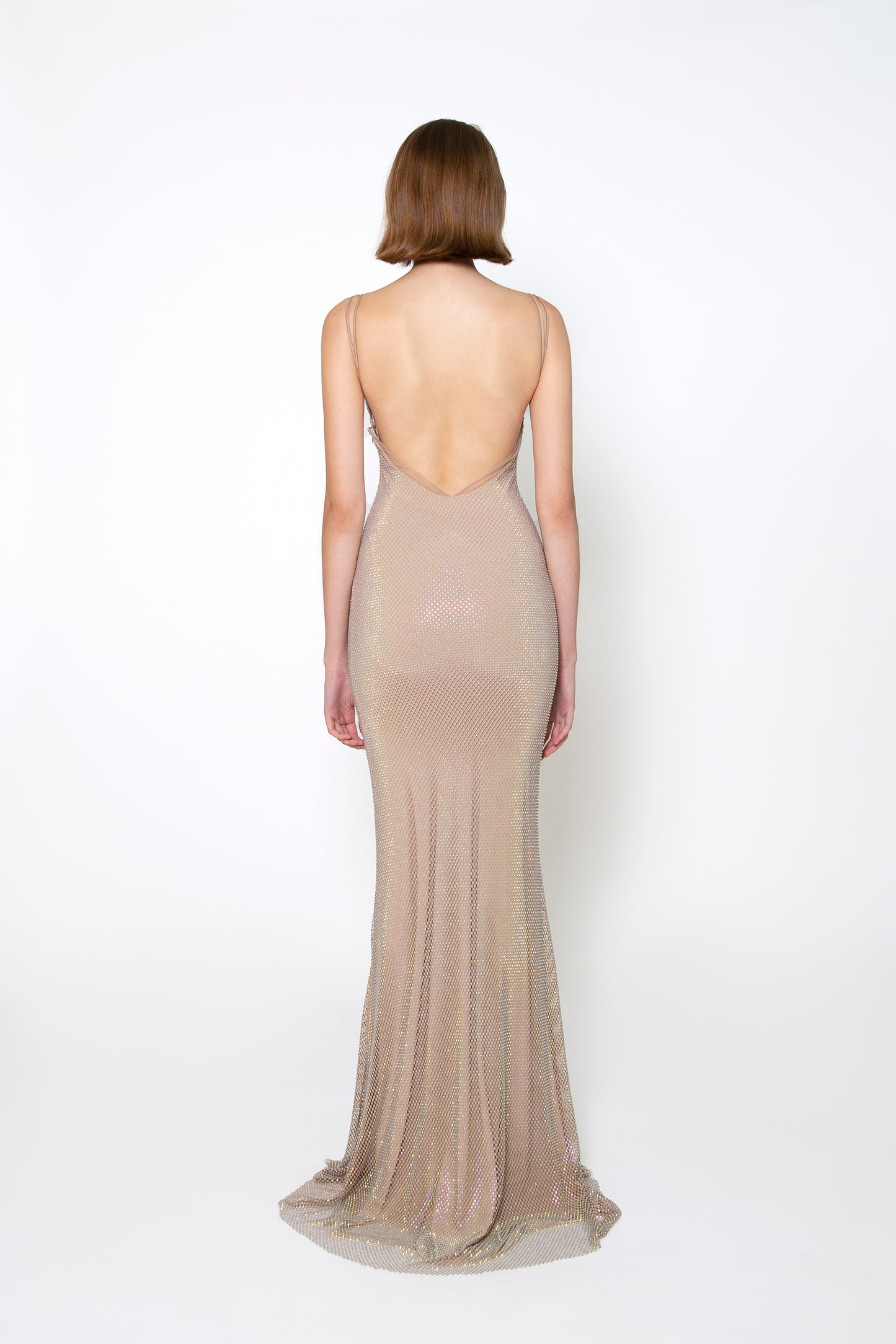 DOUBLE SPAGHETTI STRAPS CRYSTAL GOWN