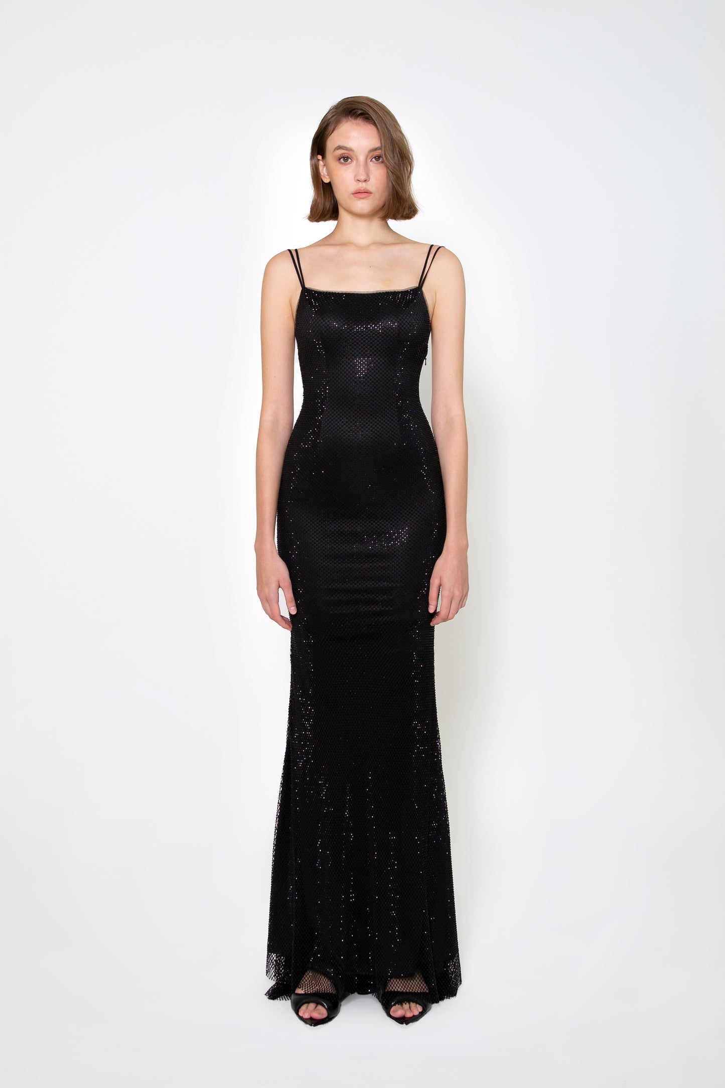 DOUBLE SPAGHETTI STRAPS CRYSTAL GOWN