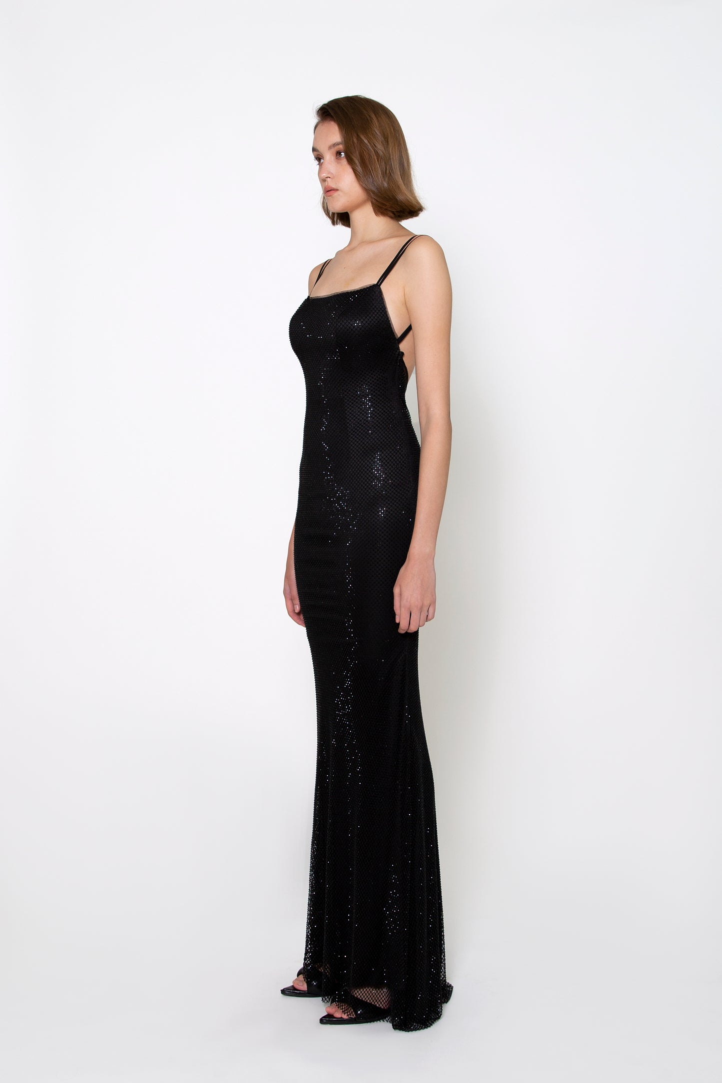 DOUBLE SPAGHETTI STRAPS CRYSTAL GOWN