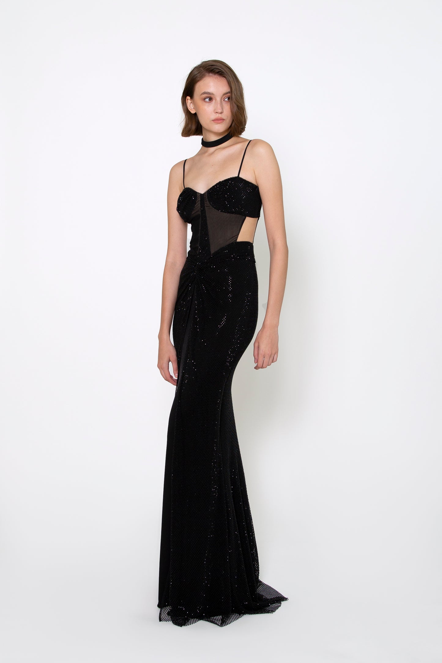 SWEETHEART NECKLINE CRYSTAL GOWN