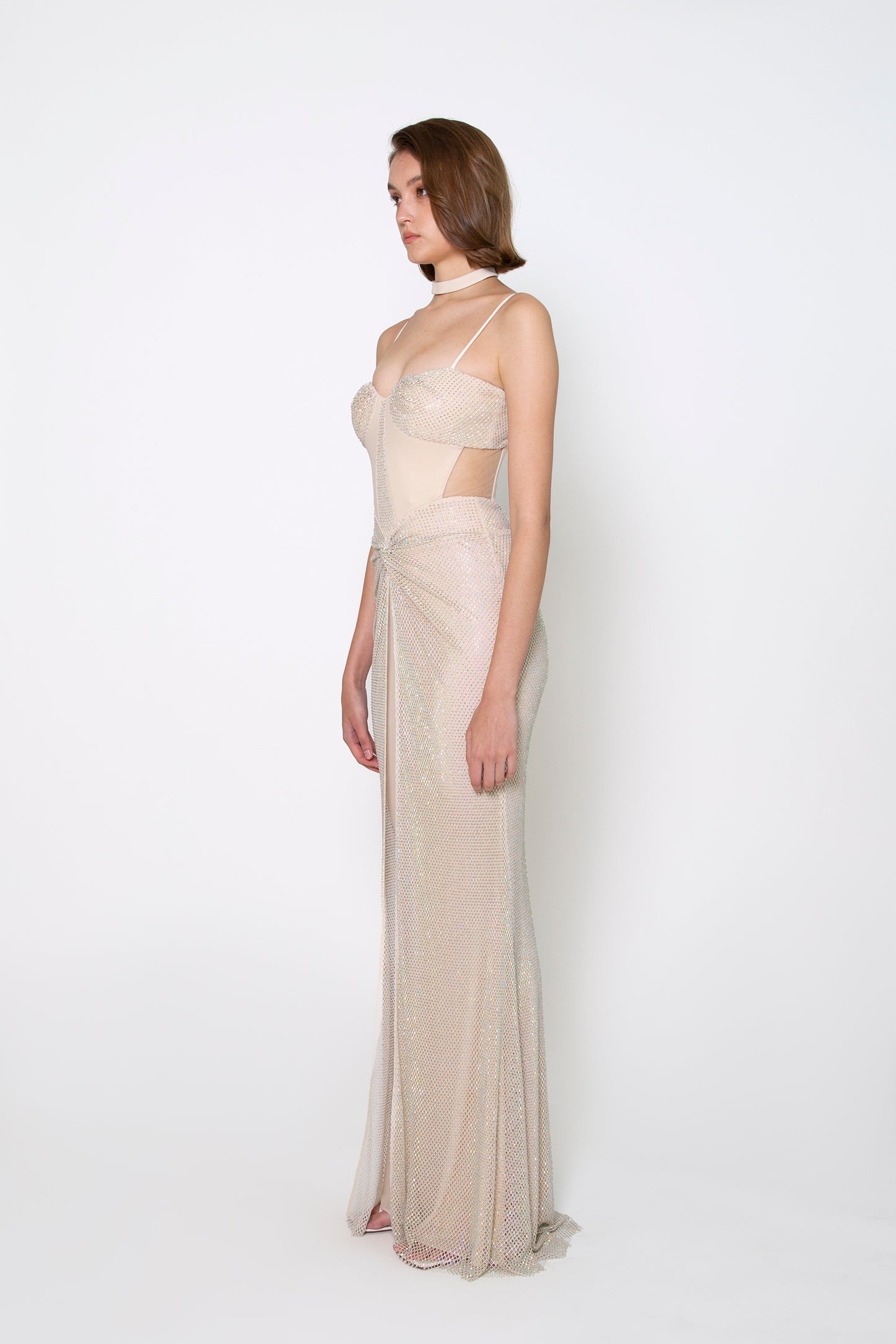 SWEETHEART NECKLINE CRYSTAL GOWN