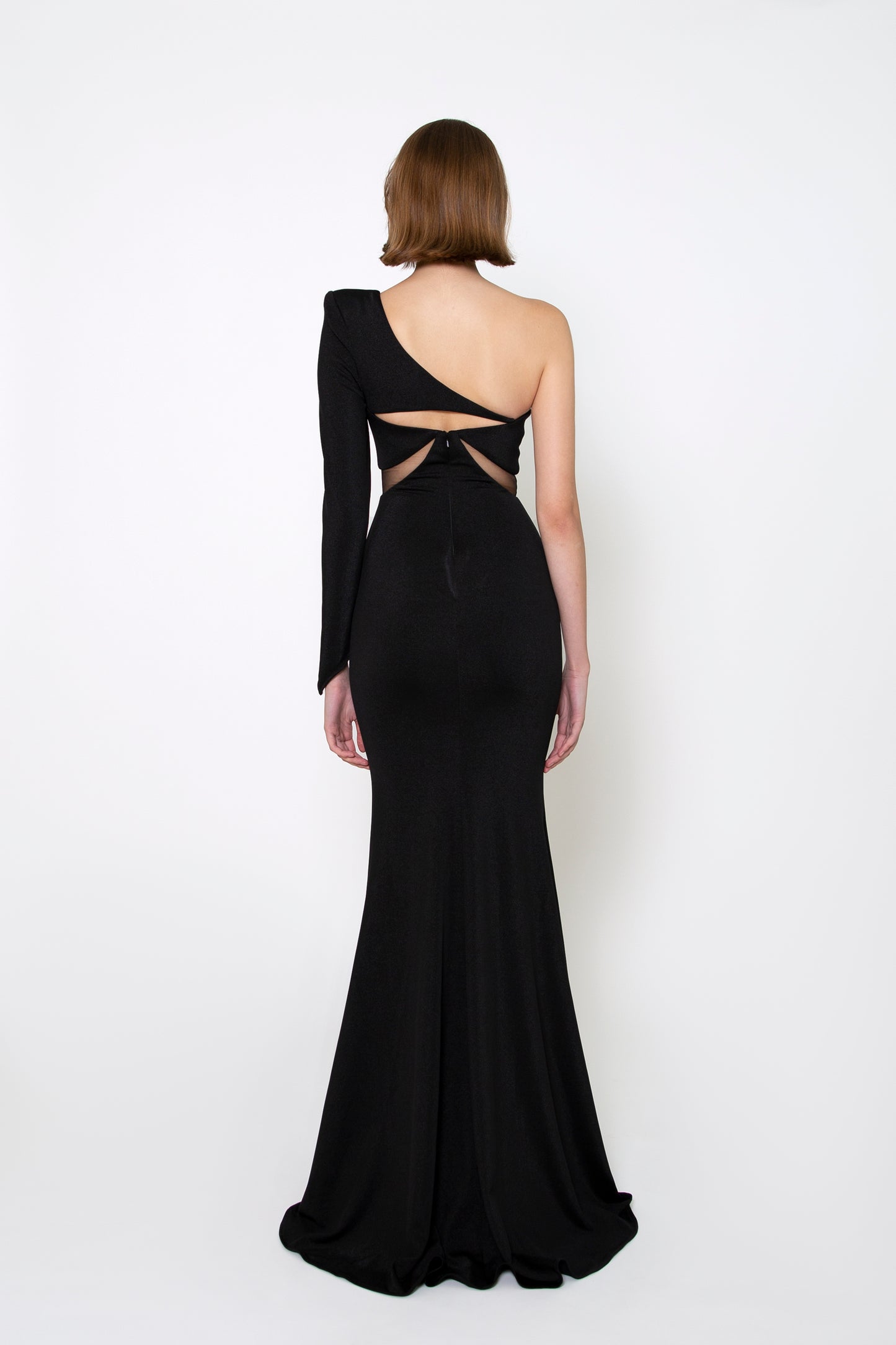 SINGLE-SLEEVE CUTOUT GOWN