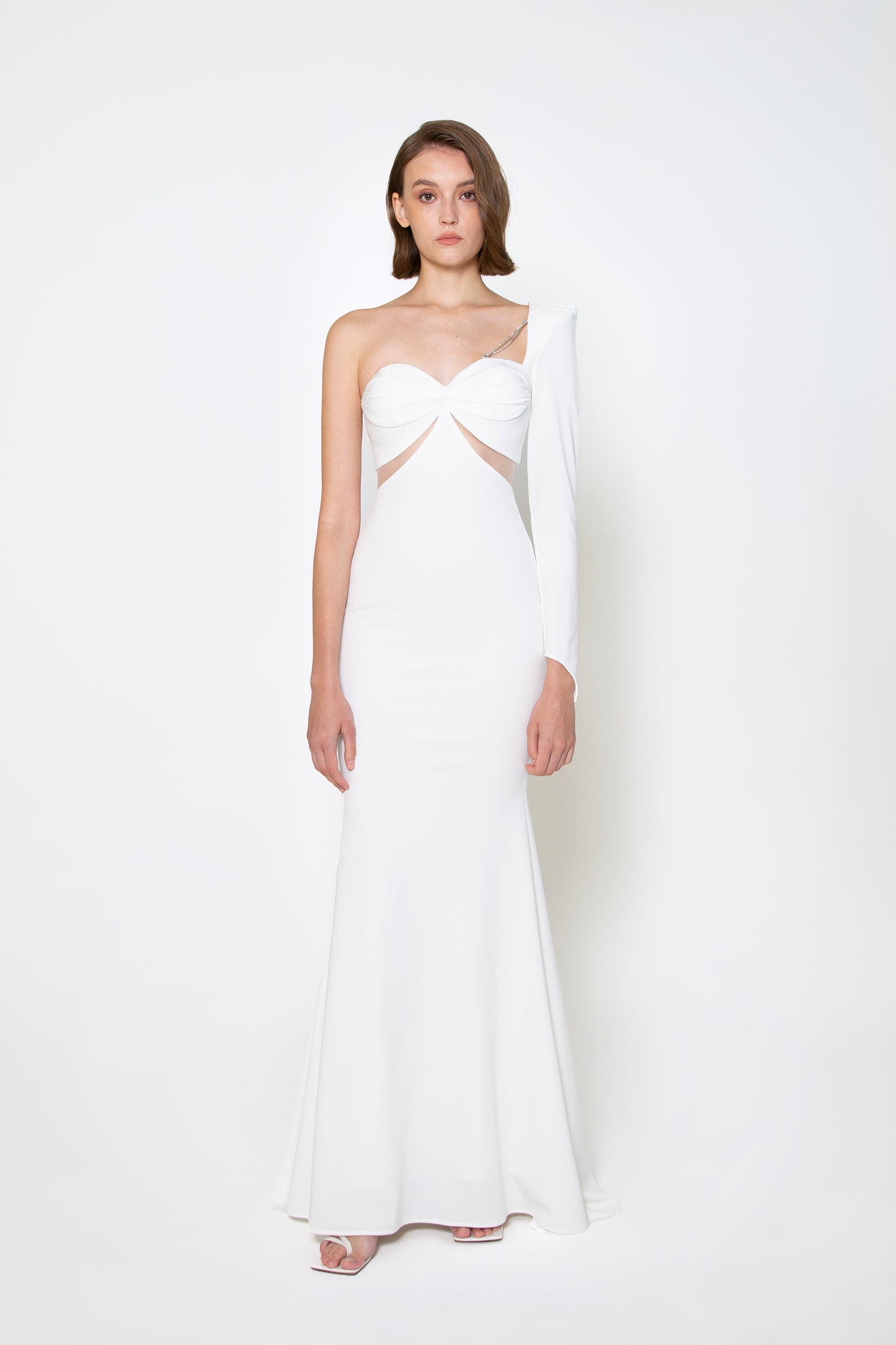 SINGLE-SLEEVE CUTOUT GOWN