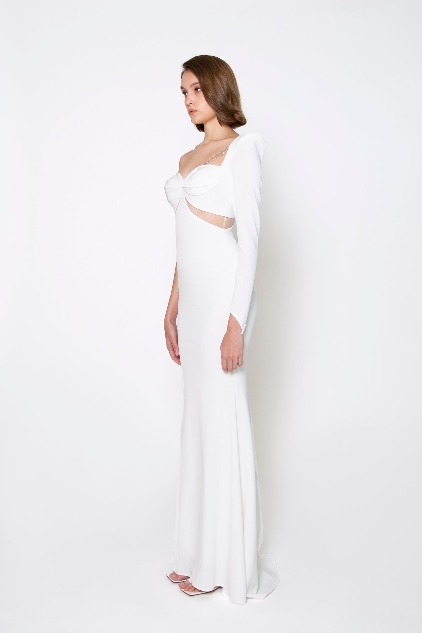 SINGLE-SLEEVE CUTOUT GOWN
