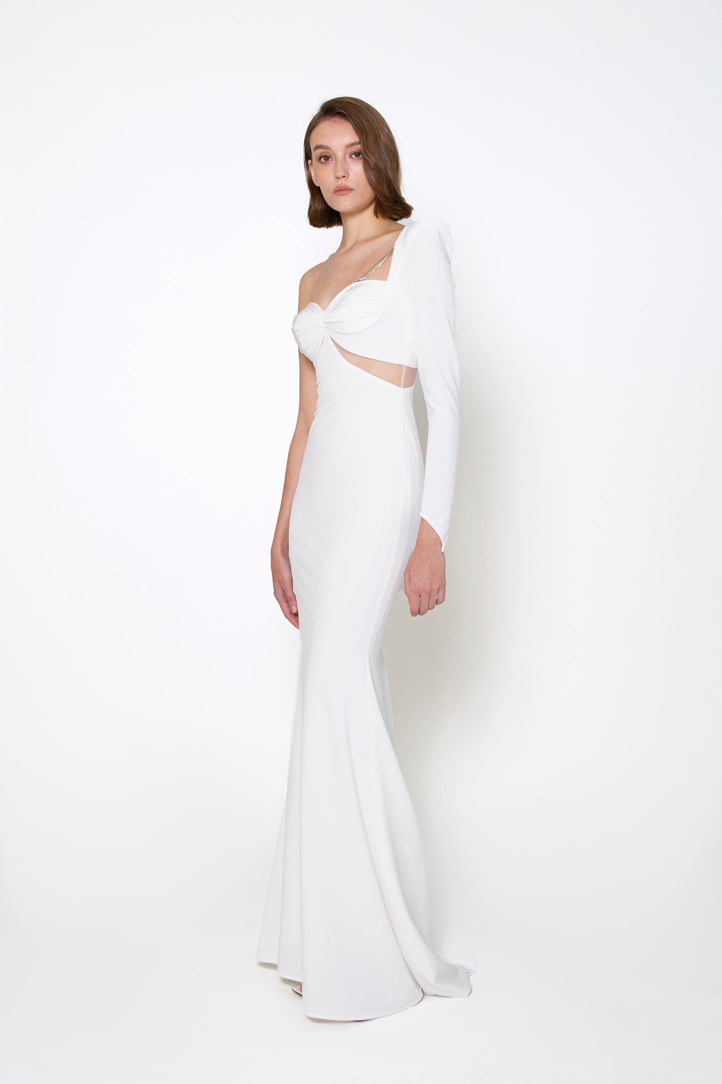 SINGLE-SLEEVE CUTOUT GOWN