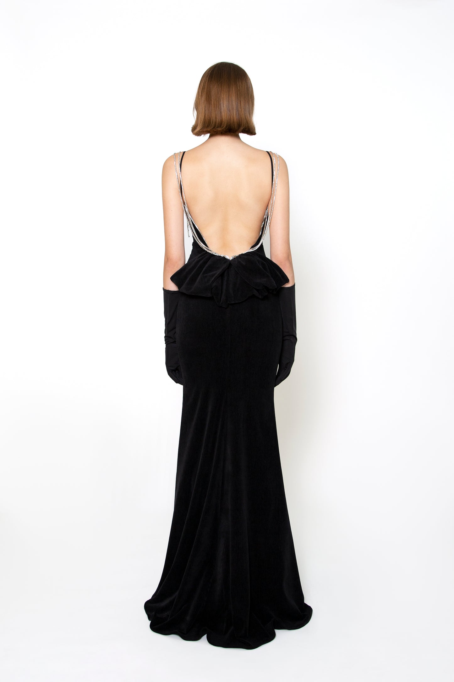 OPEN BACK RIBBON BOW GOWN