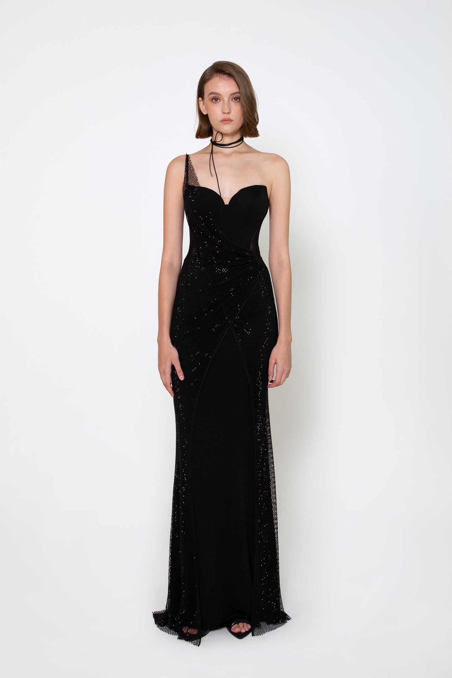 ONE-SHOULDER CRYSTAL GOWN
