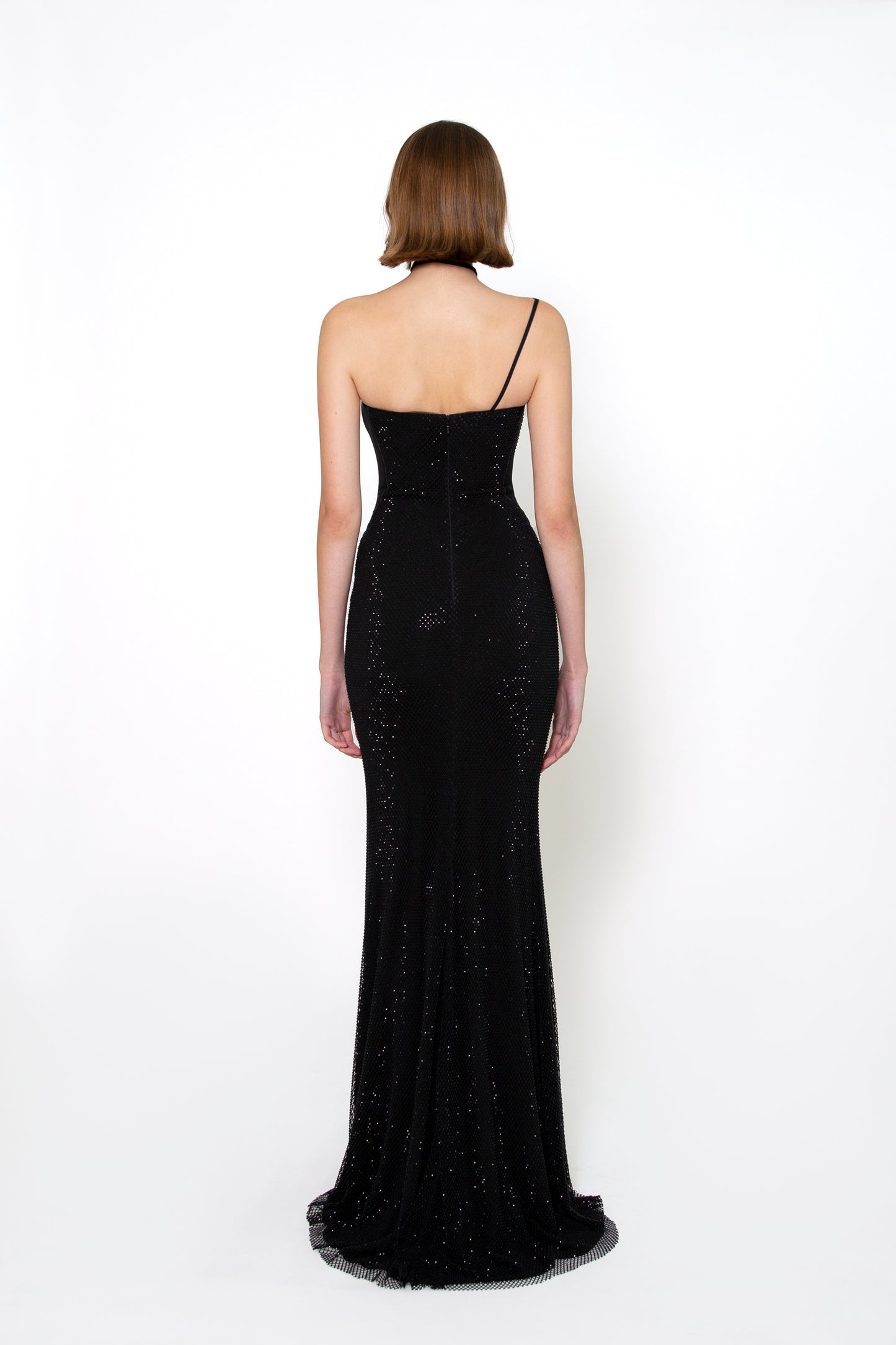 ONE-SHOULDER CRYSTAL GOWN