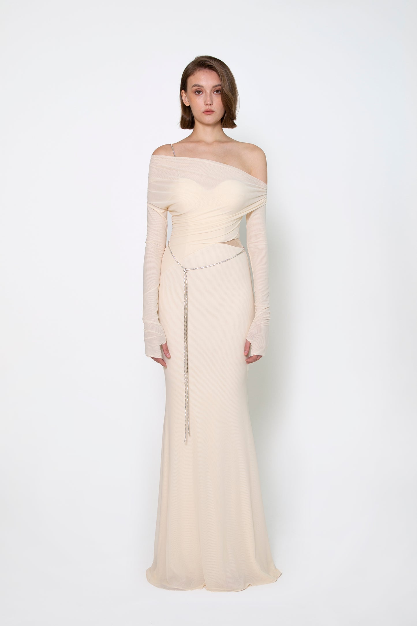 OFF SHOULDER LONG SLEEVE GOWN