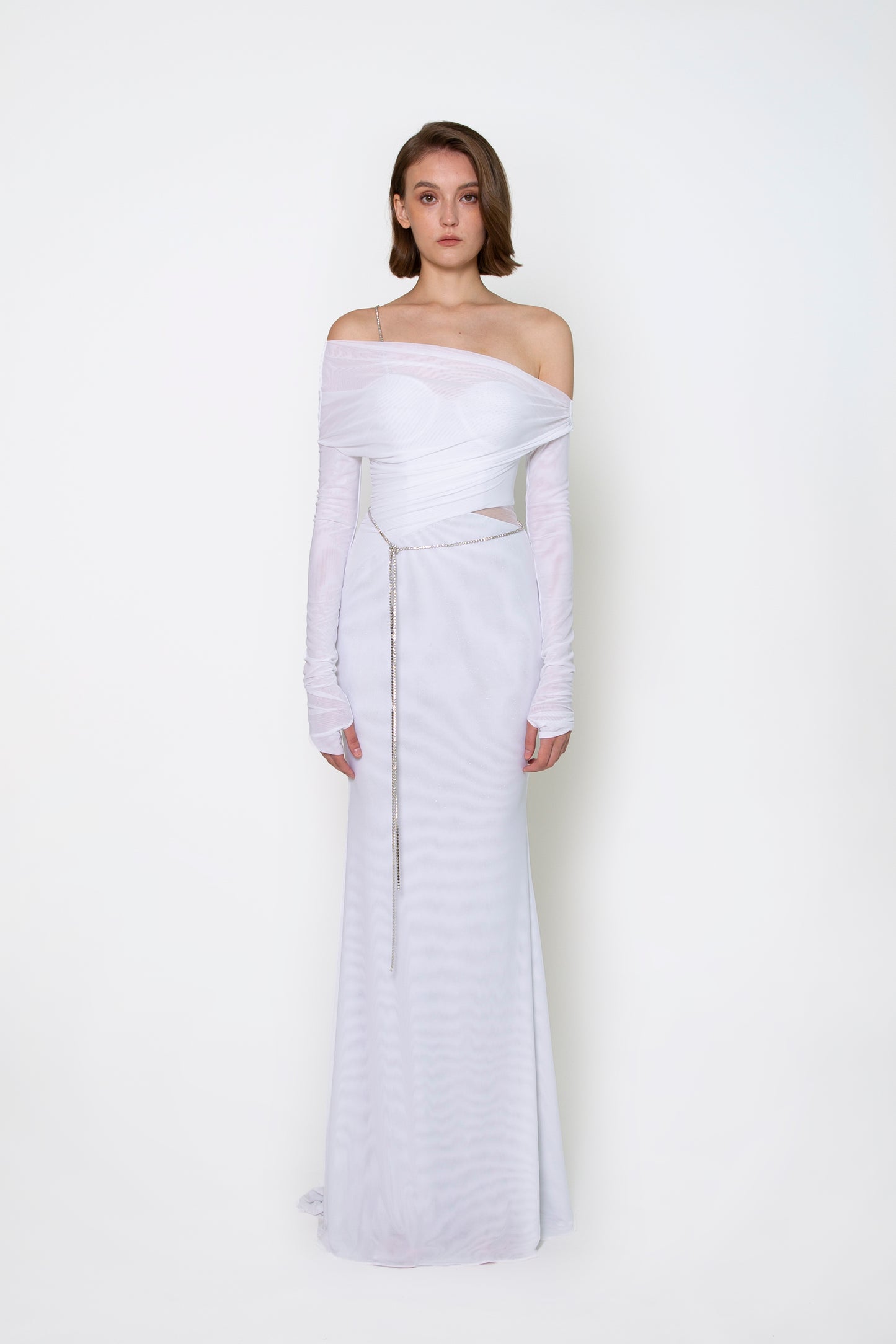 OFF SHOULDER LONG SLEEVE GOWN
