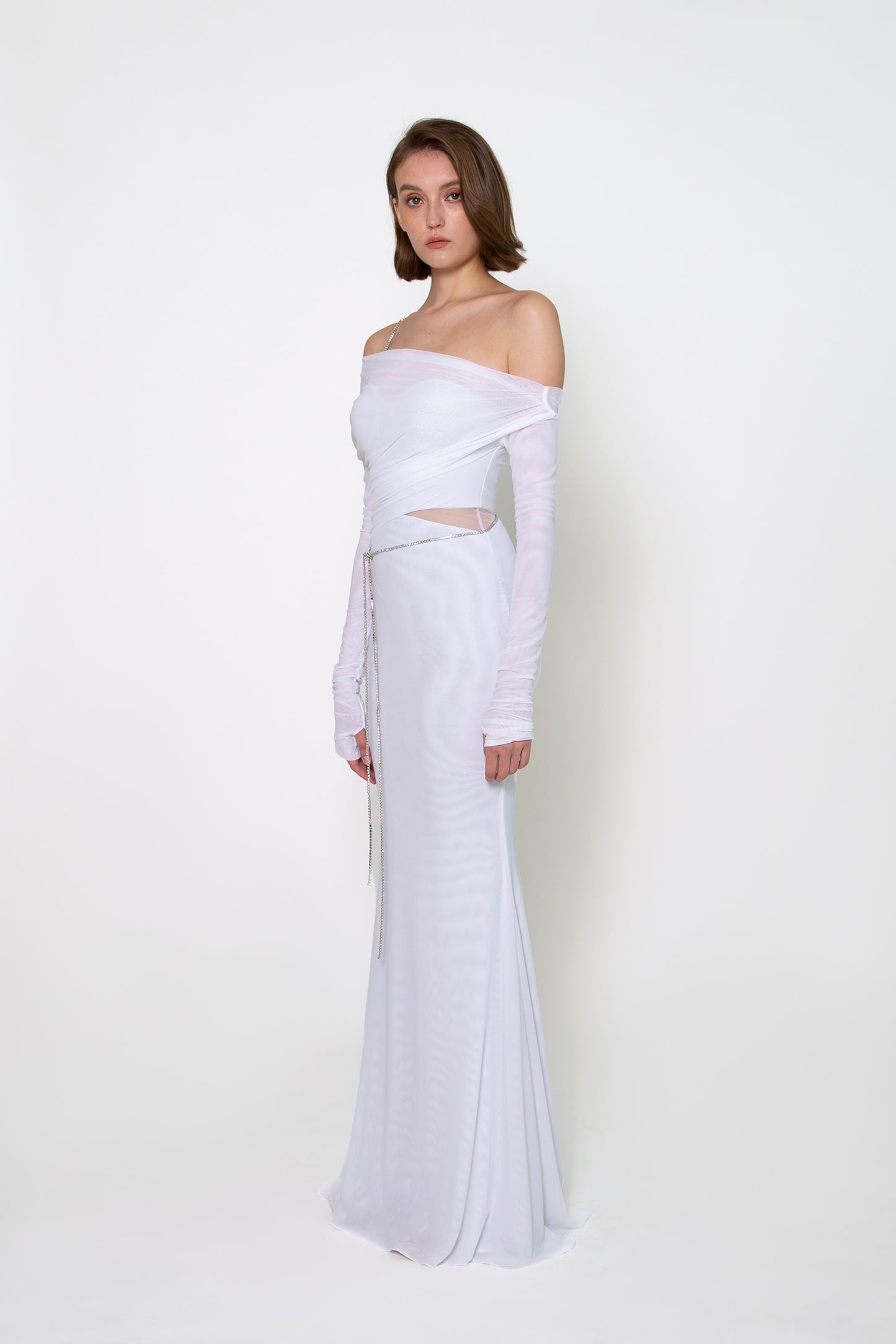 OFF SHOULDER LONG SLEEVE GOWN