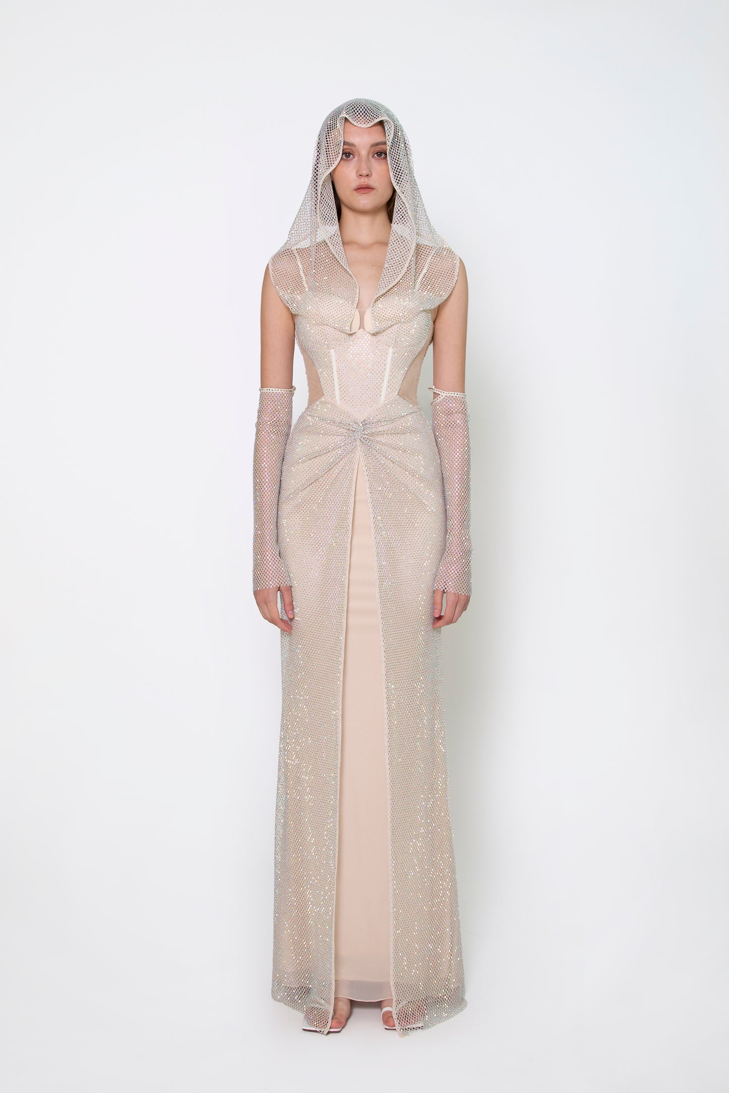 HOODED CRYSTAL GOWN