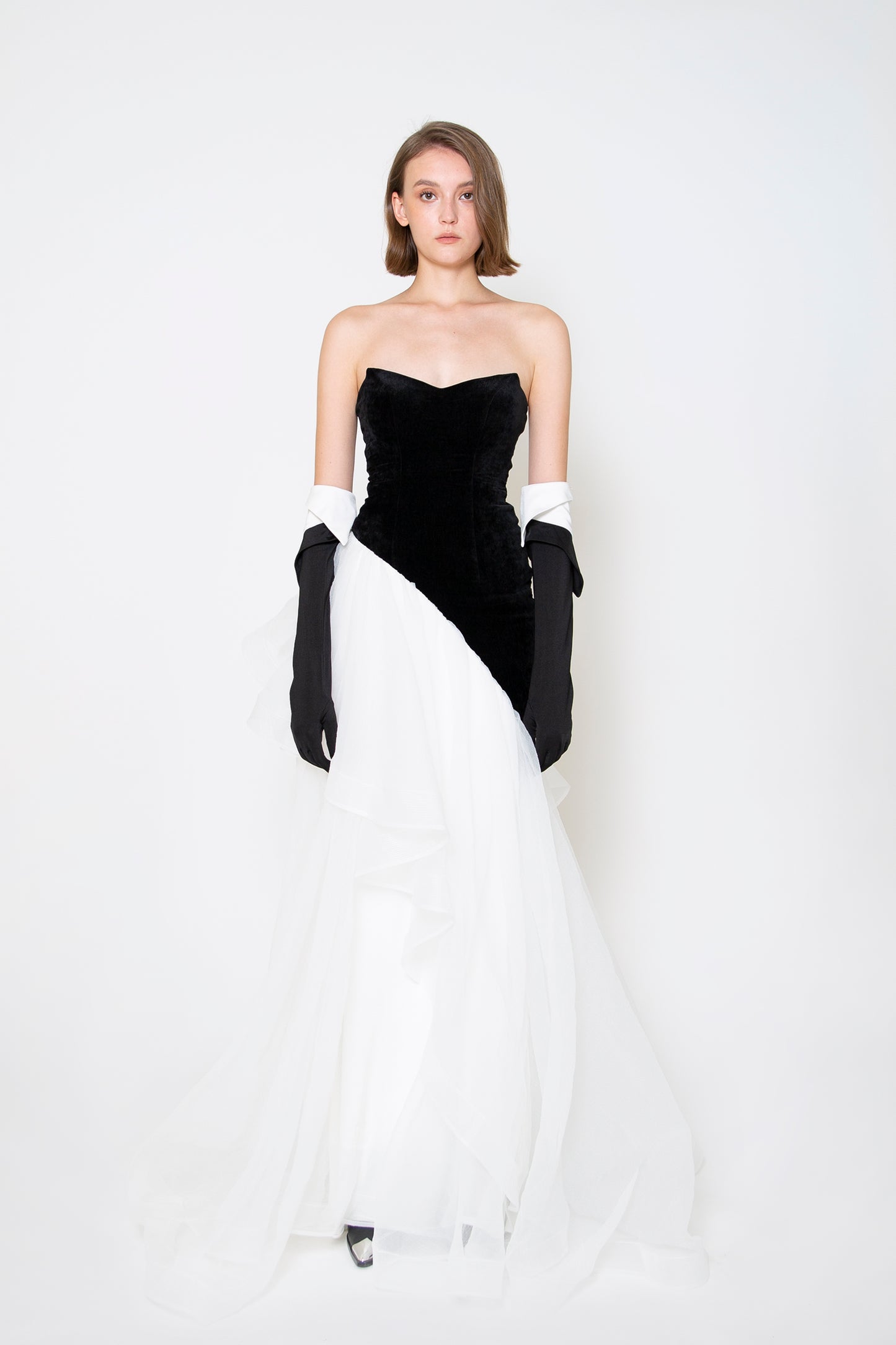 A-LINE LAYERED TULLE GOWN
