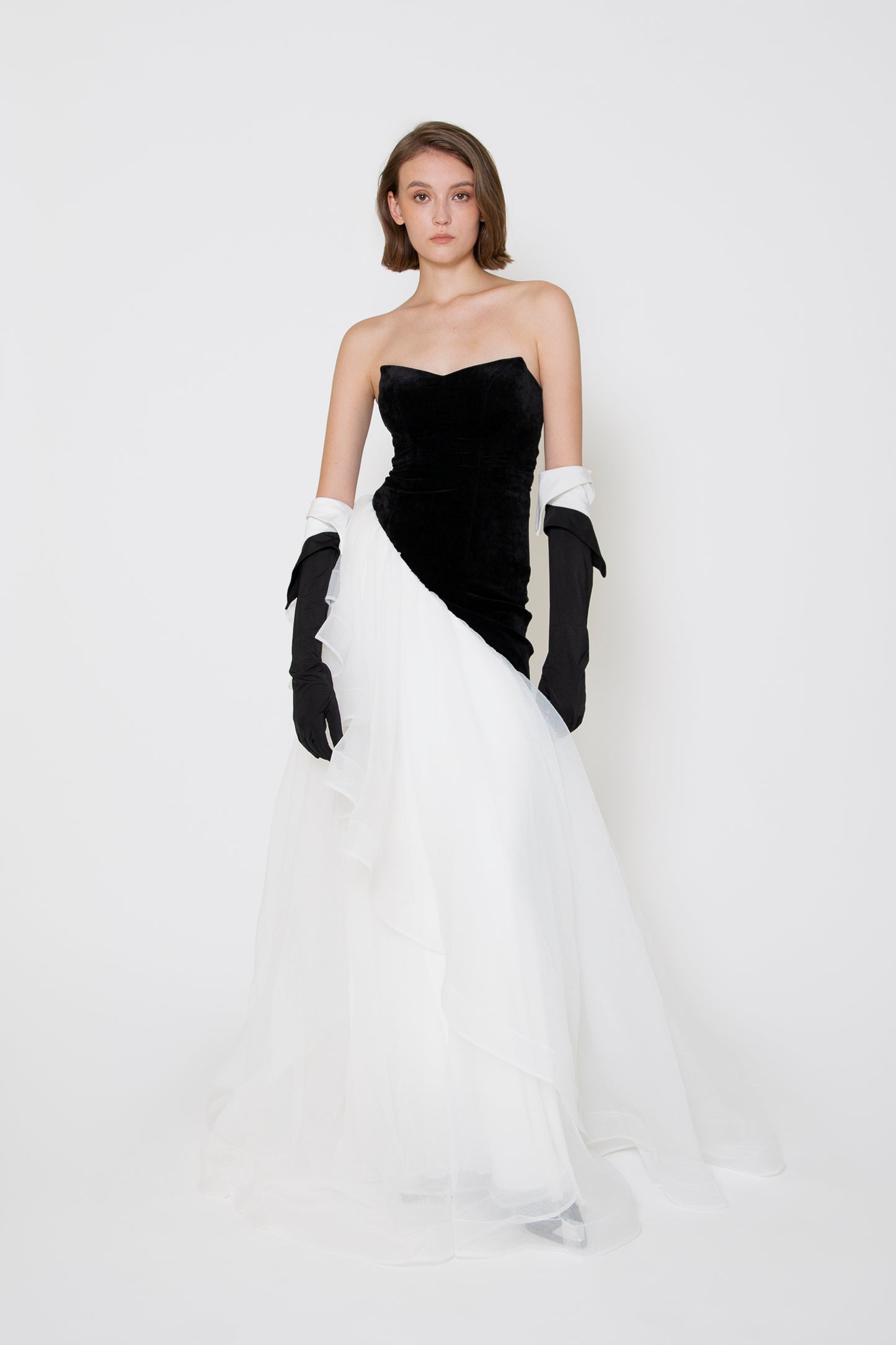 A-LINE LAYERED TULLE GOWN