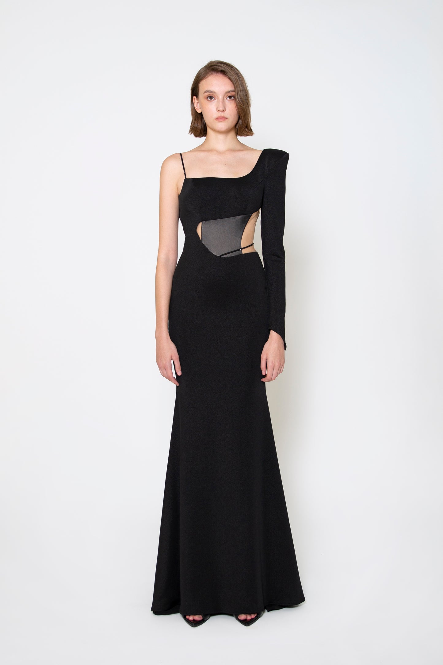 SINGLE-SLEEVE OPEN BACK GOWN