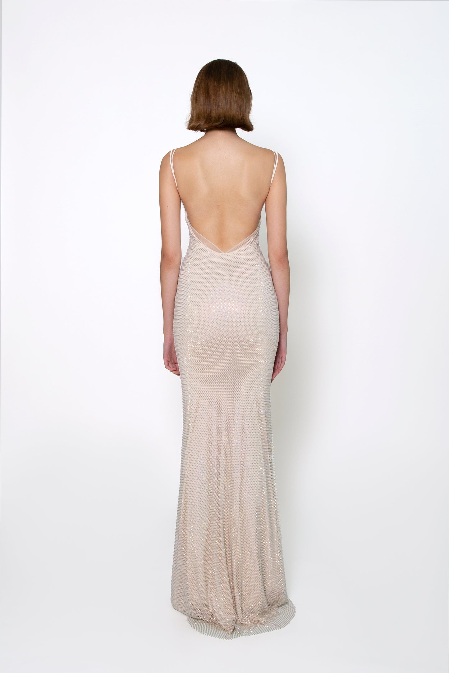 DOUBLE SPAGHETTI STRAPS CRYSTAL GOWN