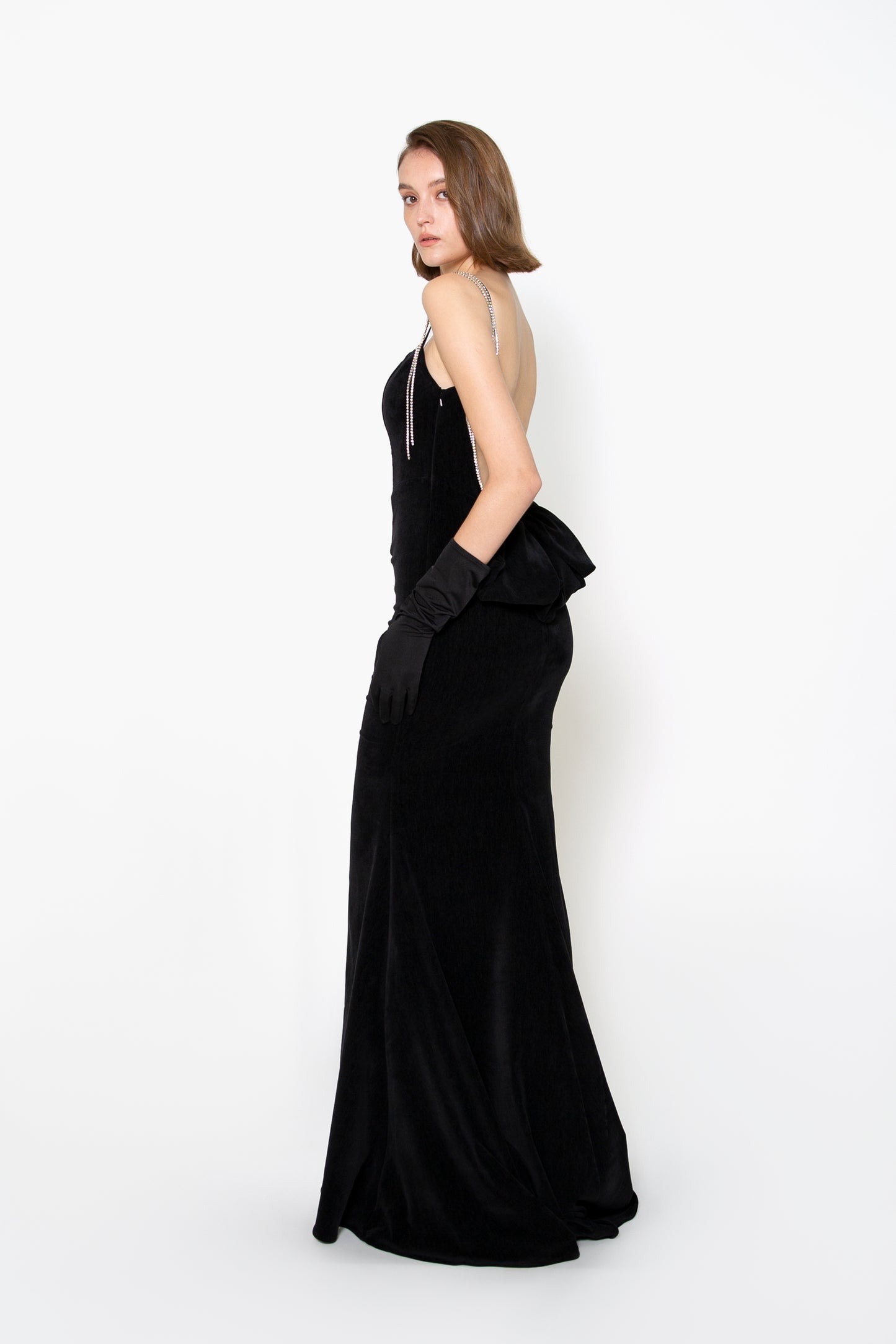 OPEN BACK RIBBON BOW GOWN