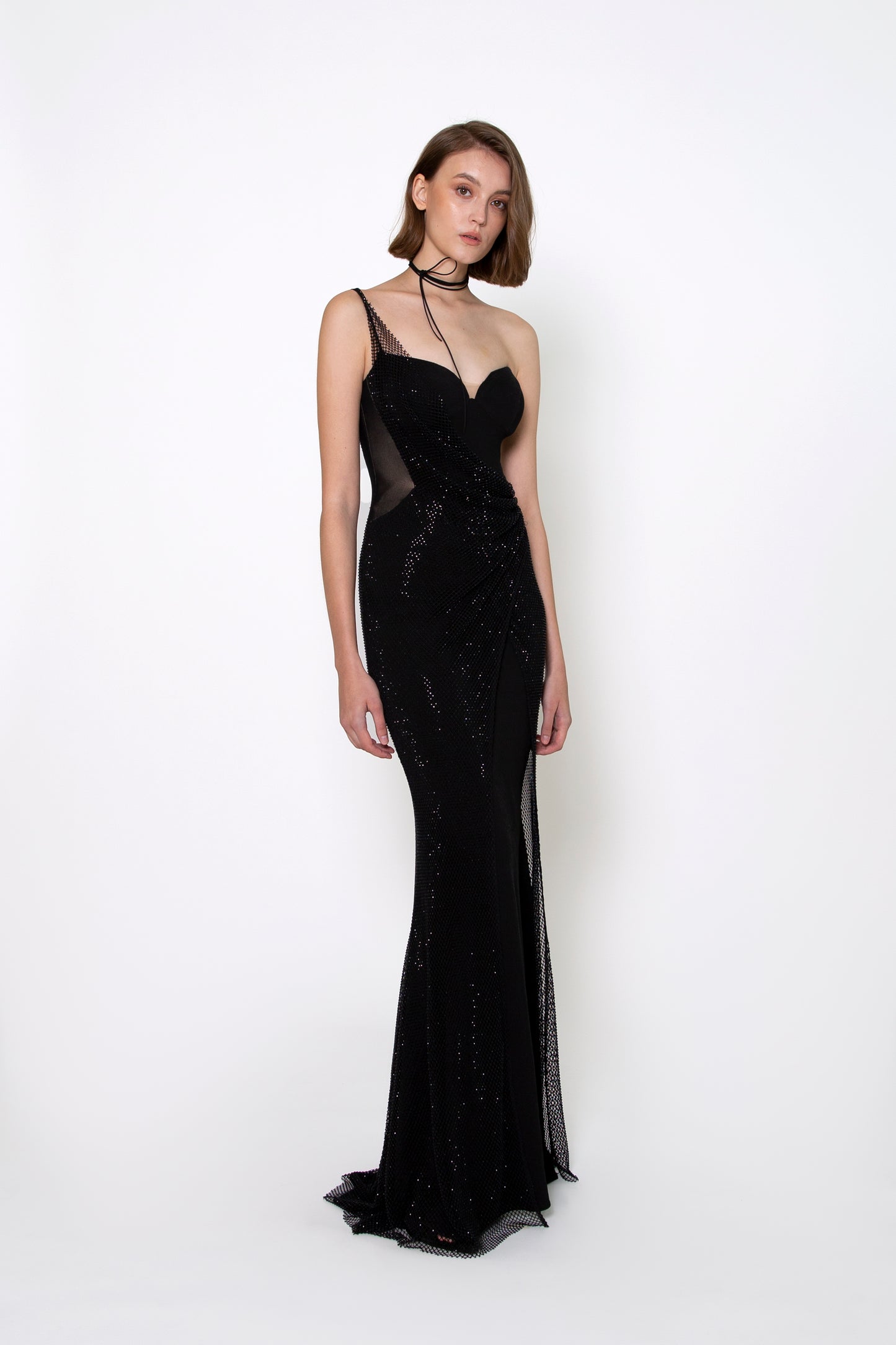 ONE-SHOULDER CRYSTAL GOWN