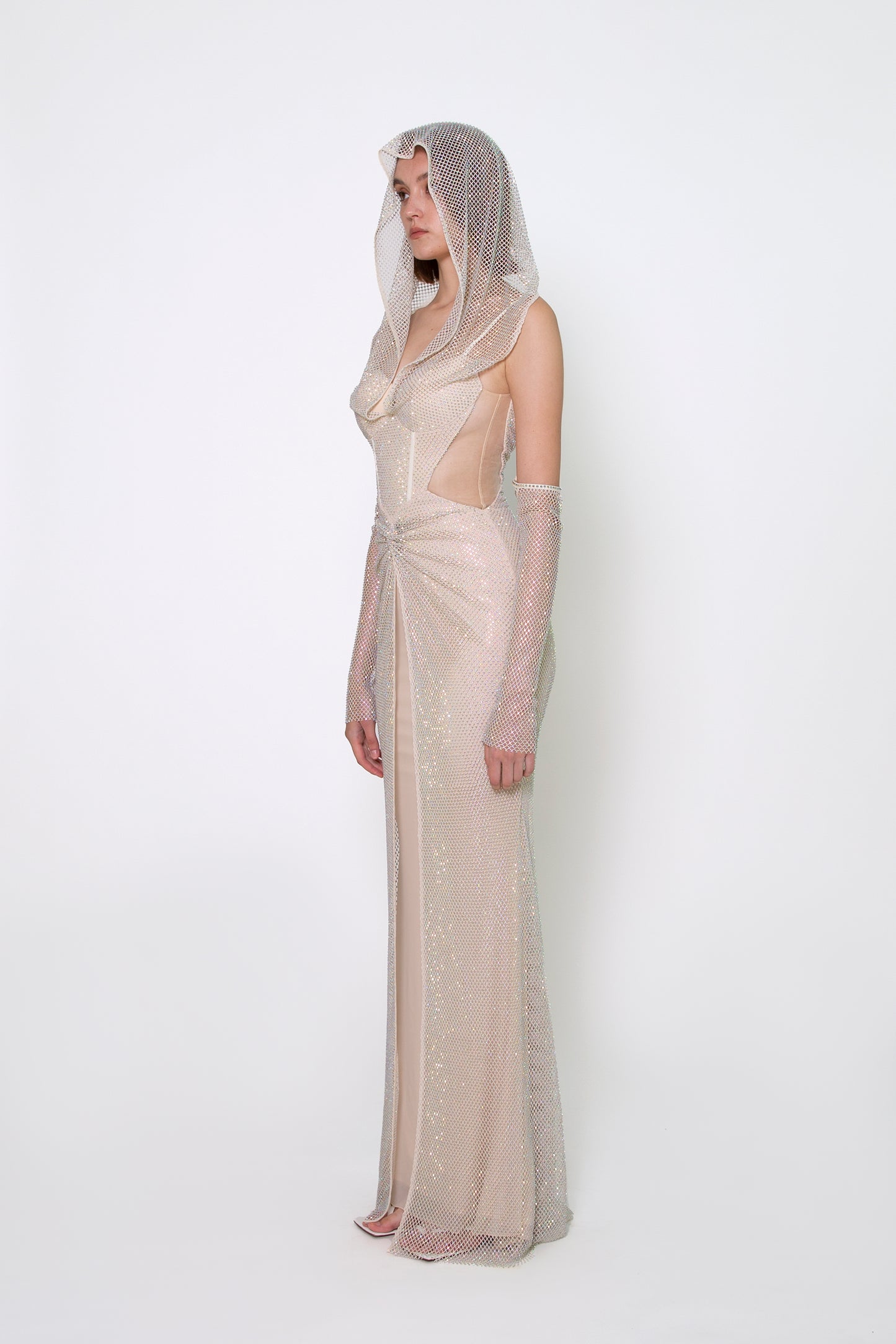 HOODED CRYSTAL GOWN