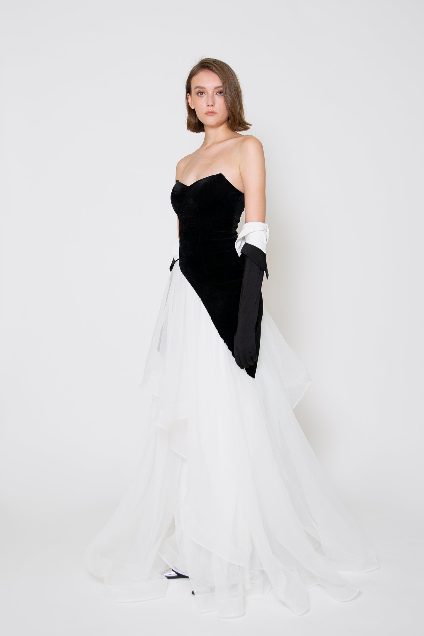A-LINE LAYERED TULLE GOWN