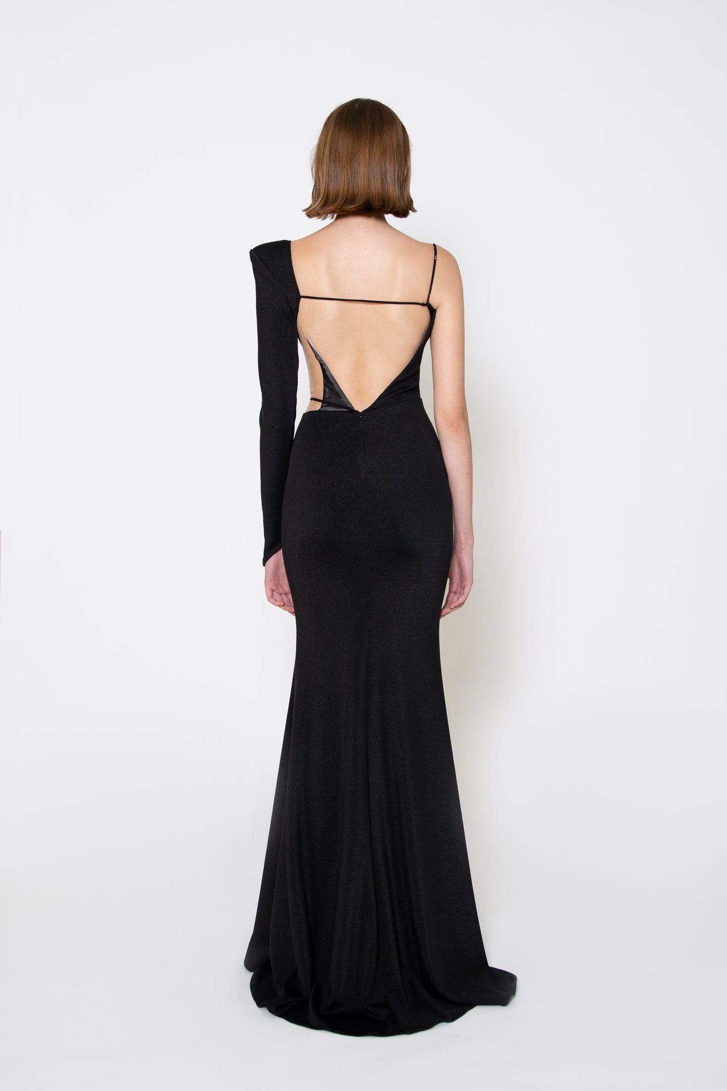 SINGLE-SLEEVE OPEN BACK GOWN