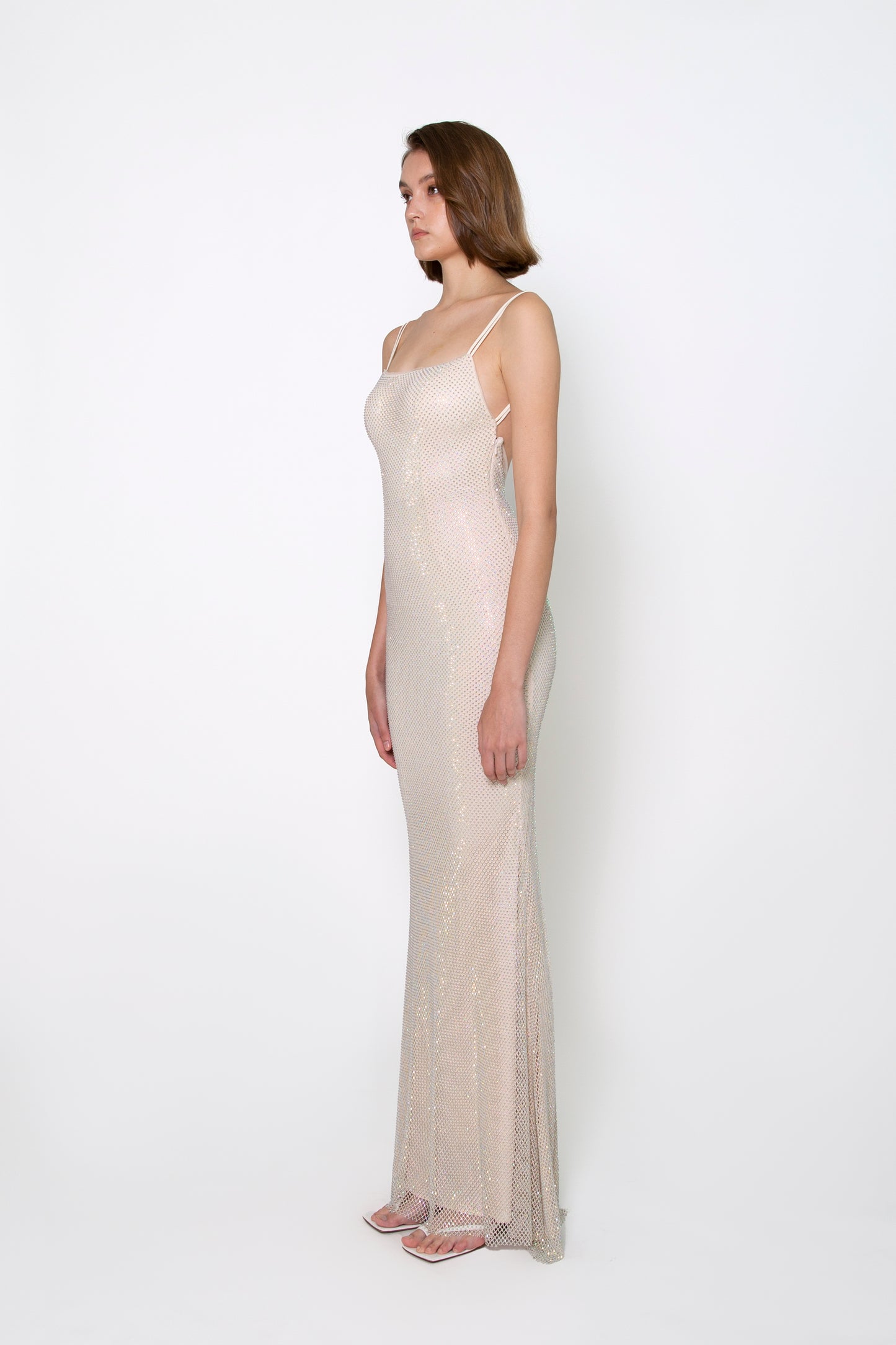 DOUBLE SPAGHETTI STRAPS CRYSTAL GOWN
