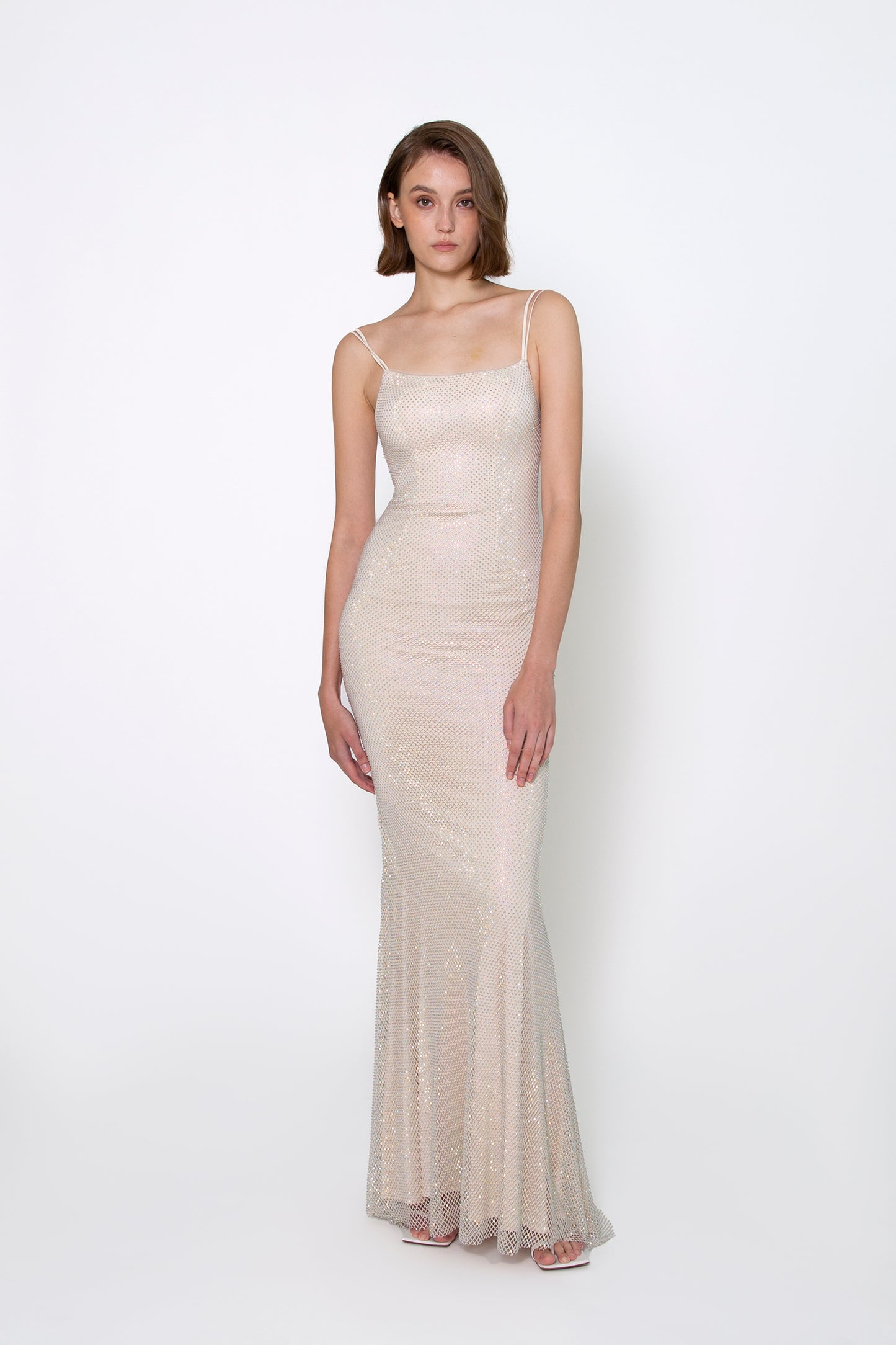 DOUBLE SPAGHETTI STRAPS CRYSTAL GOWN